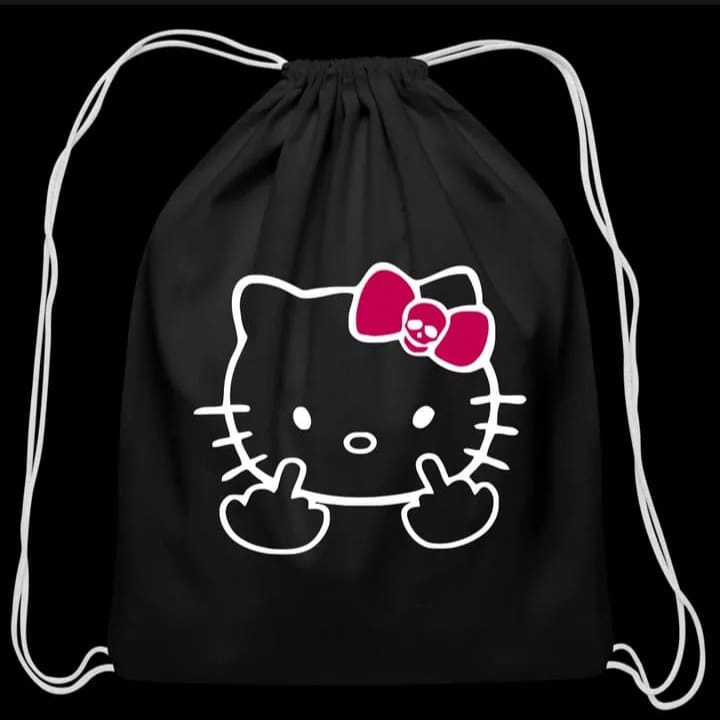 Ba Lô Rút Dây Màu Trơn Hình Hello Kitty Cho Nữ