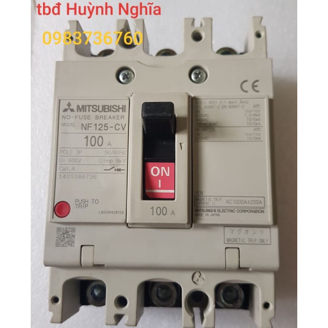 Aptomat Mitsubishi MCCB 3 pha 100A 25kA