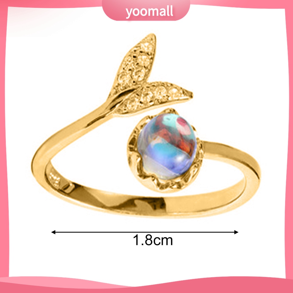 Yomall♡ Nhẫn Hở Hình Đuôi Cá Sáng Tạo Bằng Hợp Kim Chống Rỉ Sét Thời Trang Cho Nữ