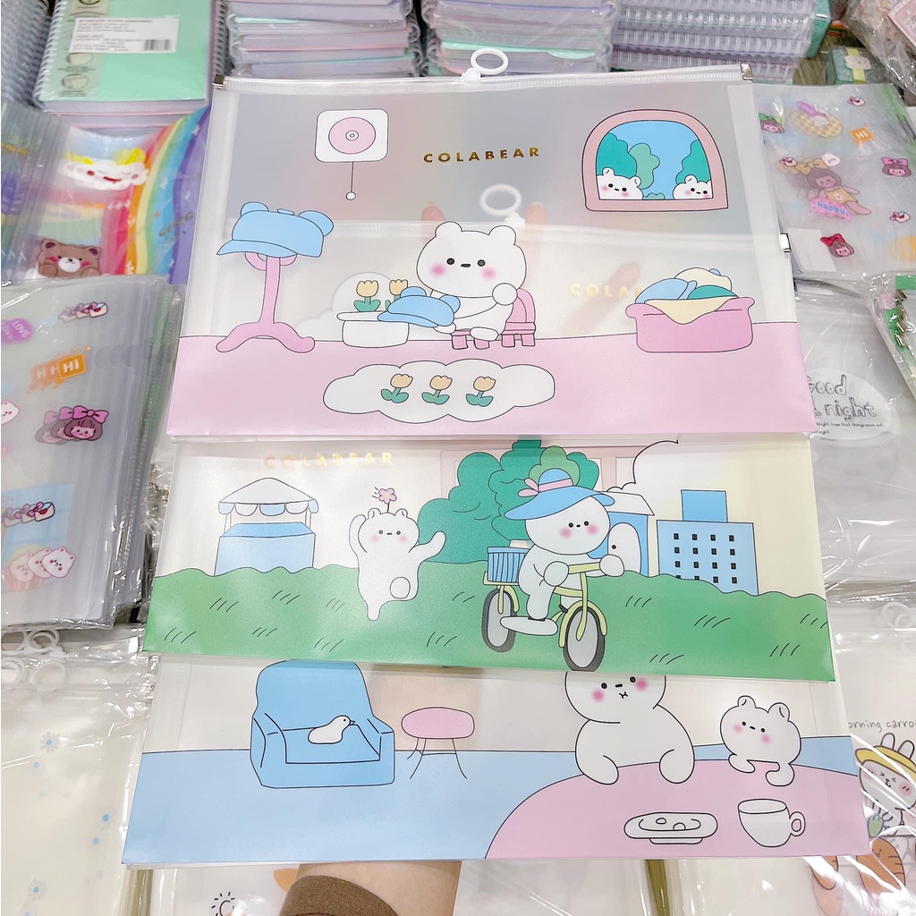 Túi zip A4/B5 , bìa đựng hồ sơ chống nước hình dễ thương