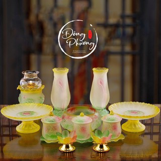 BỘ ĐỒ THỜ CÚNG ĐÁ LƯU LY CAO CẤP DÙNG CHO THỜ CÚNG TỔ TIÊN TIÊNN- PHẬT GIÁO