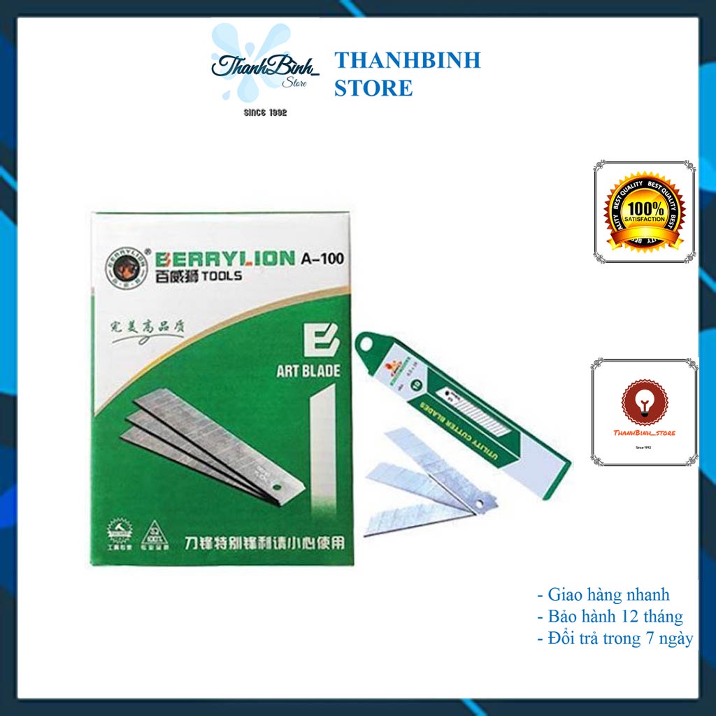 &lt;COMBO&gt; 10 LƯỠI DAO RỌC GIẤY BERRYLION A100 - LOẠI 1