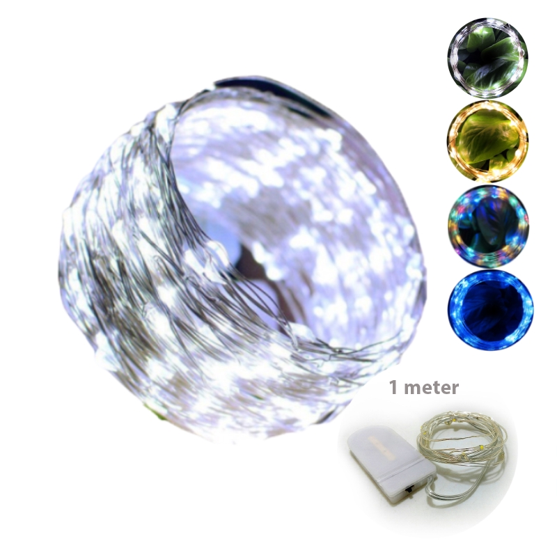 Dây đèn 10 bóng LED dài 1 mét nhiều màu trang trí tiện dụng