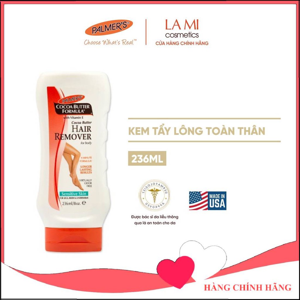 [Chính hãng] Kem tẩy lông Palmer's dịu nhẹ toàn thân và bikini cho da nhạy cảm 236ml