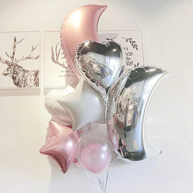 1 Bong Bóng Nhôm Hình Mặt Trăng Lớn 18Inch Dùng Trang Trí Tiệc Cưới, Sinh Nhật