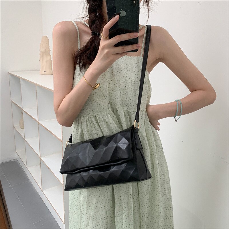 Túi đeo vai JASMIN NOIR dáng vuông chất da PU phong cách đơn giản thời trang dành cho nữ