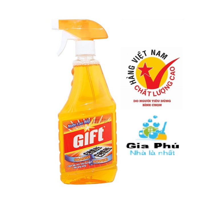 Nước lau bếp sáng bóng GIFT 520ml Hương Cam