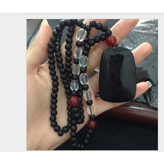 dây chuyền Quan công đá Obsidian-dc69