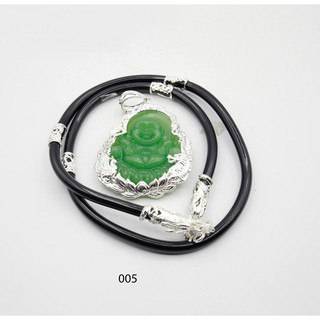 Vòng cổ nam đá mã não xanh mạ bạc đẹp, phong cách