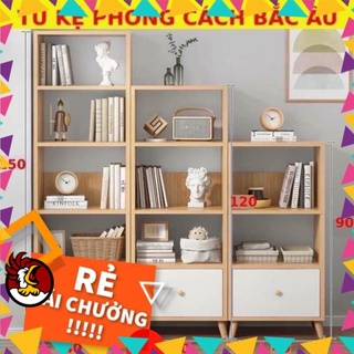 Decor, Kệ sách gỗ trang trí phong cách bắc âu nhiều tầng, dễ lắp ghép