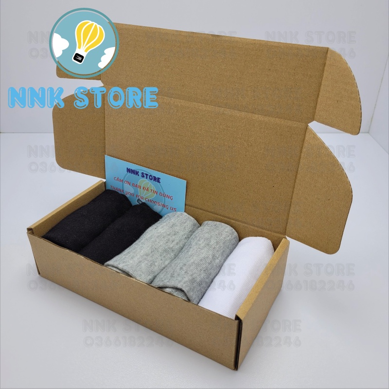 Hộp 5 đôi vớ / tất nam cổ ngắn NNK xuất khẩu chất lượng cao, nhiều lựa chọn màu