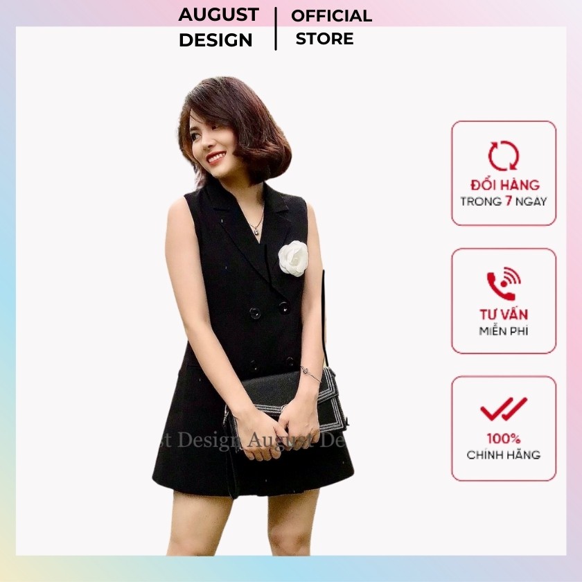 Áo vest nữ hai lớp - Áo Blazer hai lớp trơn sát nách BY AUGUST DESIGN