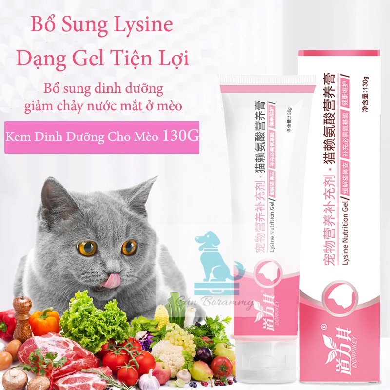 Lysine dạng gel tiện lợi kích thích ăn uống cho mèo - Kem dinh dưỡng phòng hô hấp trị chảy nước mắt cho mèo