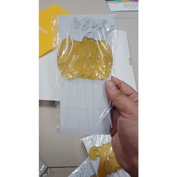 phụ kiện bánh kem [FREESHIP❤️] bộ 50 số vương miện vàng đủ số