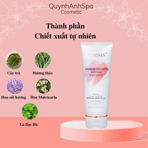 Kem Dưỡng Thể Trắng Da chống nắng nâng tone Hàn Quốc 200ml Whisis Premium Collagen Whitening Body Lotion quynhanhspa20
