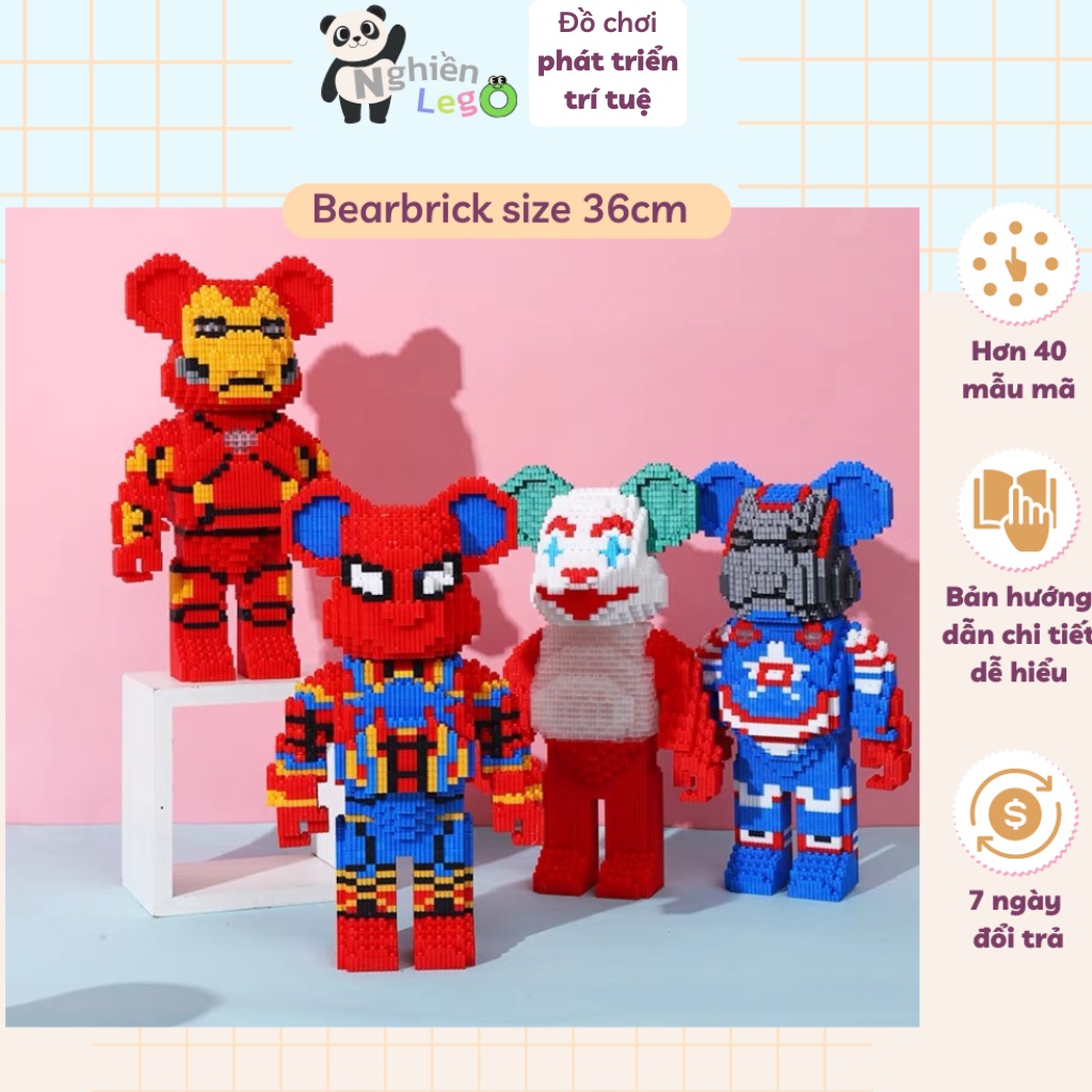 Mô hình lắp ráp bearbrick 3d lắp ráp gấu bearbrick 36cm Đồ chơi lắp ráp bearbrick đồ chơi xếp hình cho bé Nghiền store