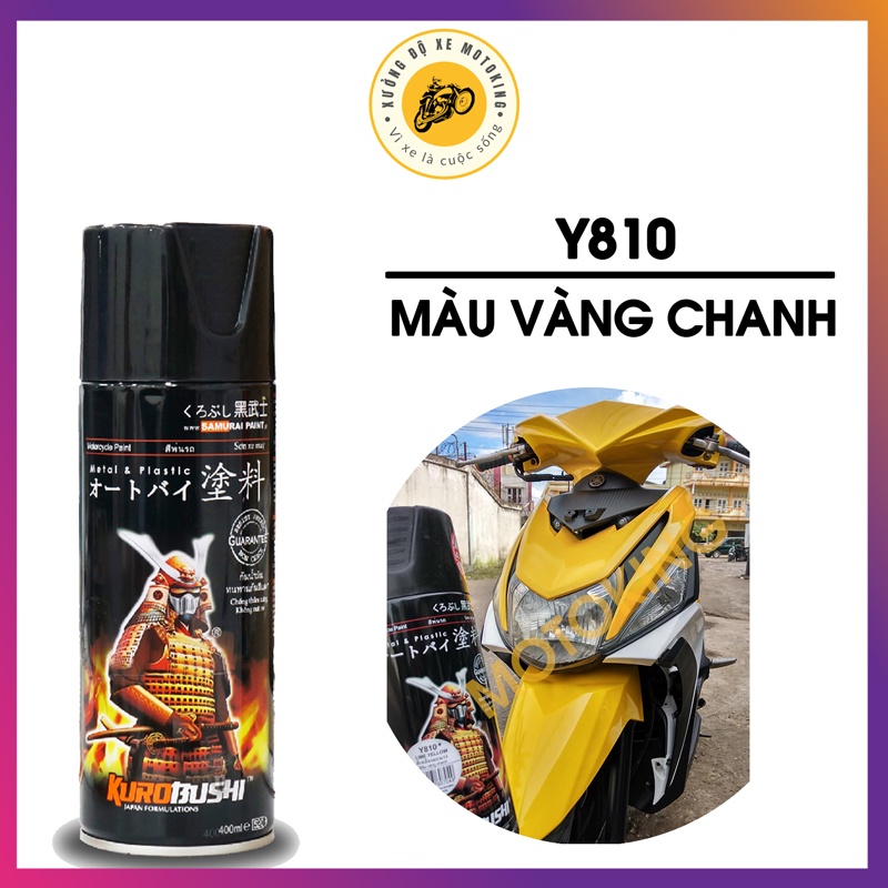 Sơn Samurai màu vàng chanh Y810 - chai sơn xịt cao cấp dành cho xe máy