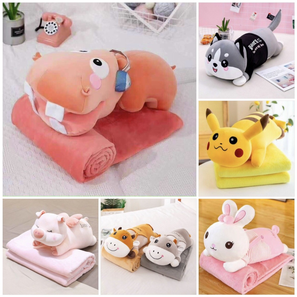 Bộ chăn gối đa năng siêu tiện ích mẫu thú dài, Bộ chăn gối thú kèm chăn