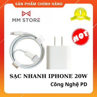 Bộ sạc nhanh iphone 20w. cáp sạc nhanh usb-c to lightning phù hợp với máy 8/8p/x/xs/11/11pro/12/12 pro max
