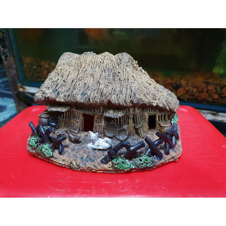 NHÀ LÁ TRANG TRÍ HỒ CÁ NON BỘ 15x11x10cm