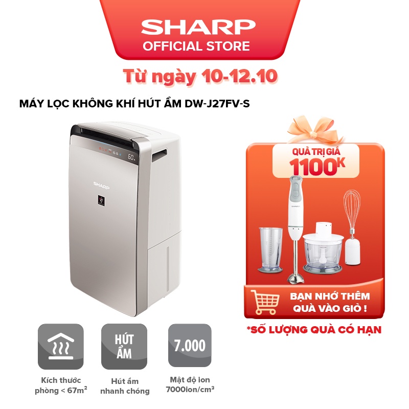 Máy lọc không khí hút ẩm SHARP DW-J27FV-S Hàng Chính Hãng