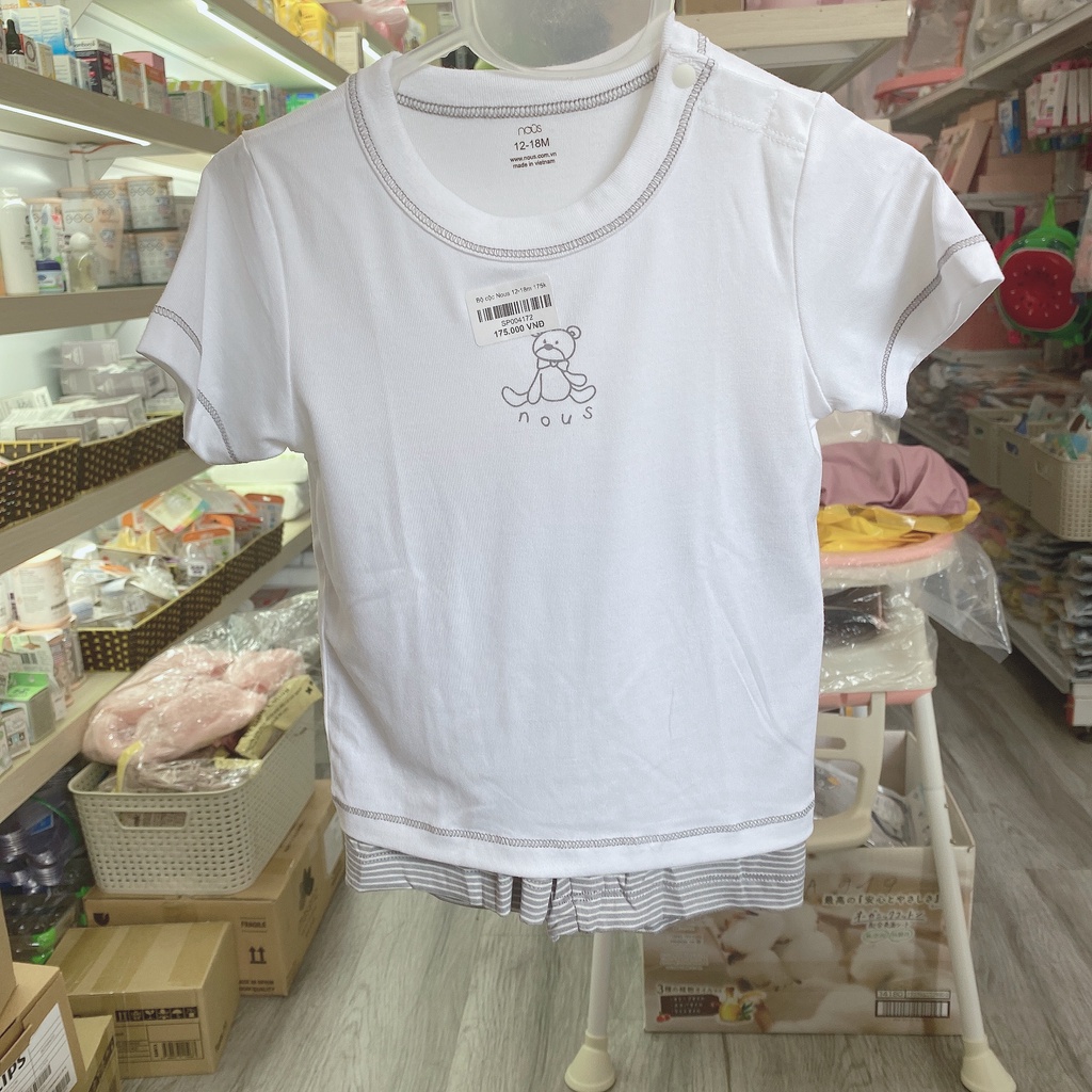 Bộ cộc tay cài vai cho bé Nous từ 9M đến 3Y hãng NUOS