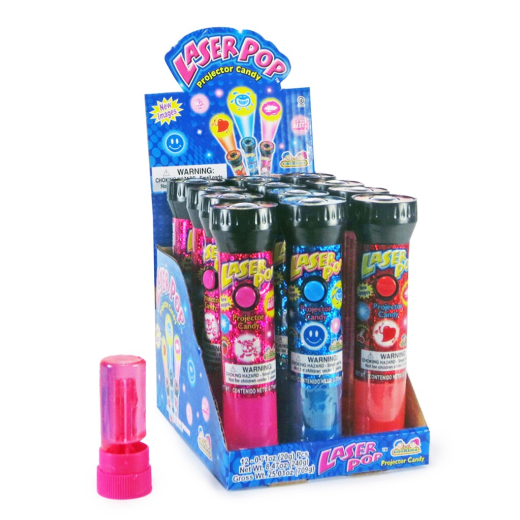 ( Bán sỉ ) Lốc 12c Kẹo đèn chiếu hình Kidsmania Laser Pop 20gr