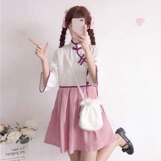 [ORDER] Váy cổ trang Tàu liền thân xếp ly