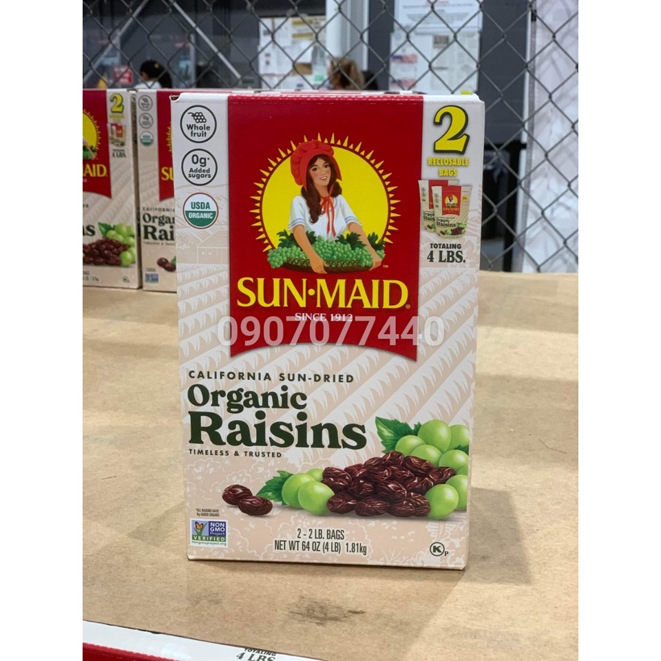 Nho khô hữu cơ Sunmaid Organic Raisins hộp 1,81kg date 10/2023 - EDS Hàng Mỹ