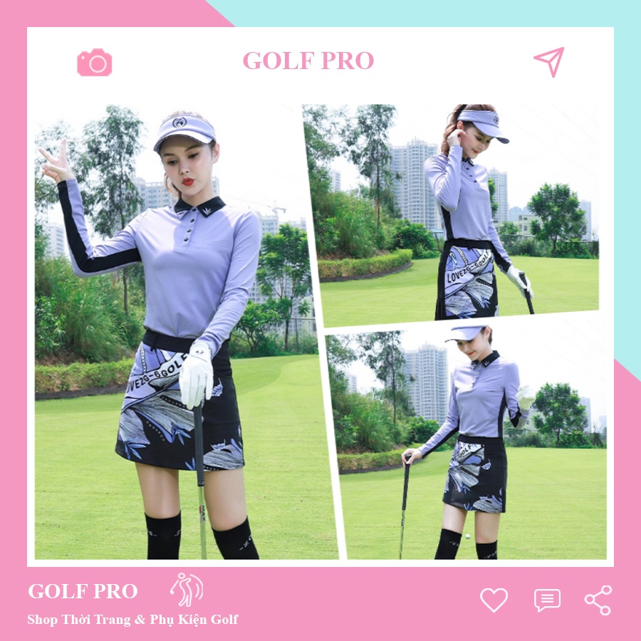 Set áo và chân váy golf nữ co giãn thiết kế ZG-6 phong cách thể thao cao cấp shop GOLF PRO AV007