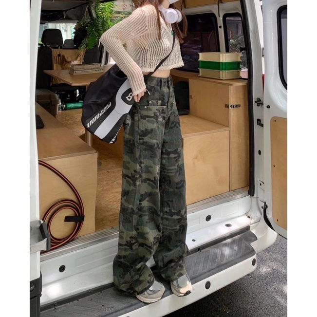 ( Ảnh thật ) 83203 Quần jean hoạ tiết rằn ri