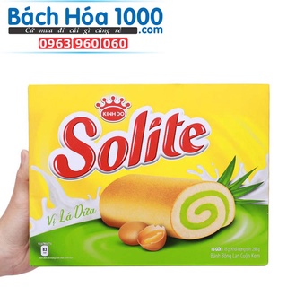 Bánh bông lan cuộn solite kem socola, lá dứa hộp 288g