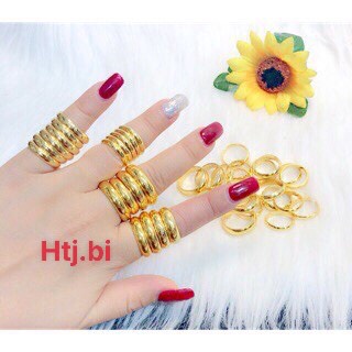 nhẫn trơn mạ vàng 2 chi khăc 9999 htj