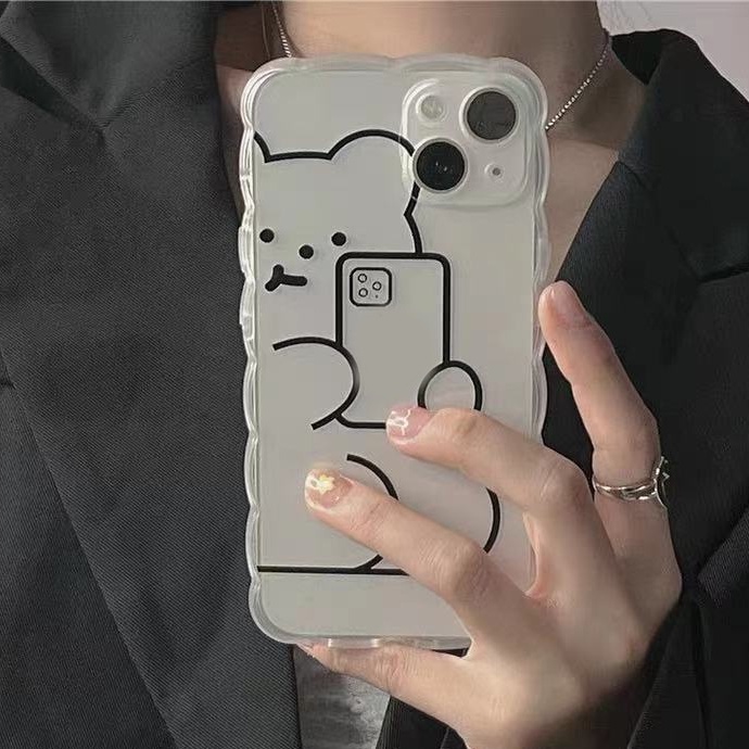 Ốp Điện Thoại TPU Mềm Hình Gấu Cho IPhone 13 12 11 Pro Max Mini X XR XS SE 2020 6 6S 7 8 Plus