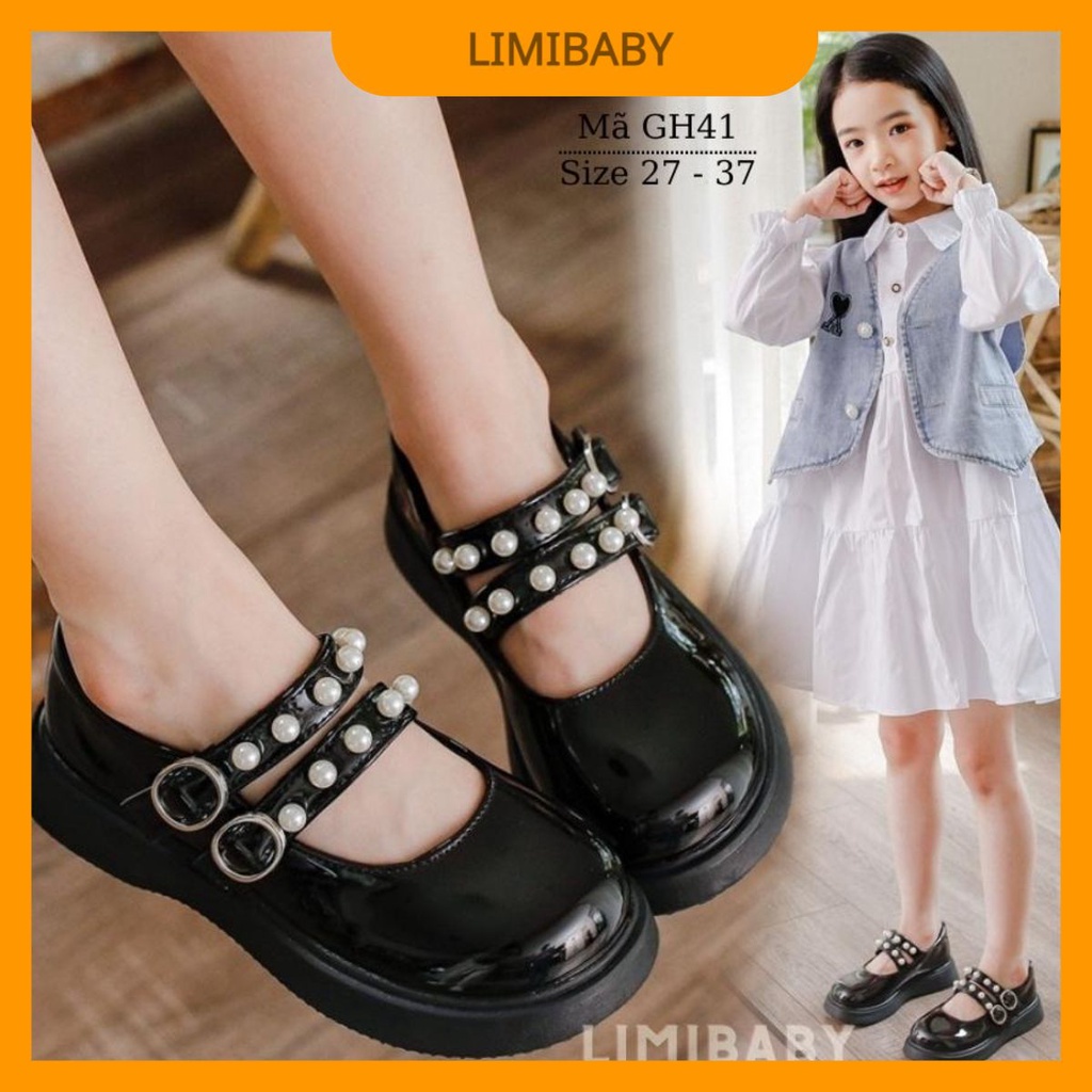 Giày đen cho bé gái 3 - 12 tuổi búp bê điệu đà và duyên dáng đi học đi chơi phong cách Hàn Quốc GH41