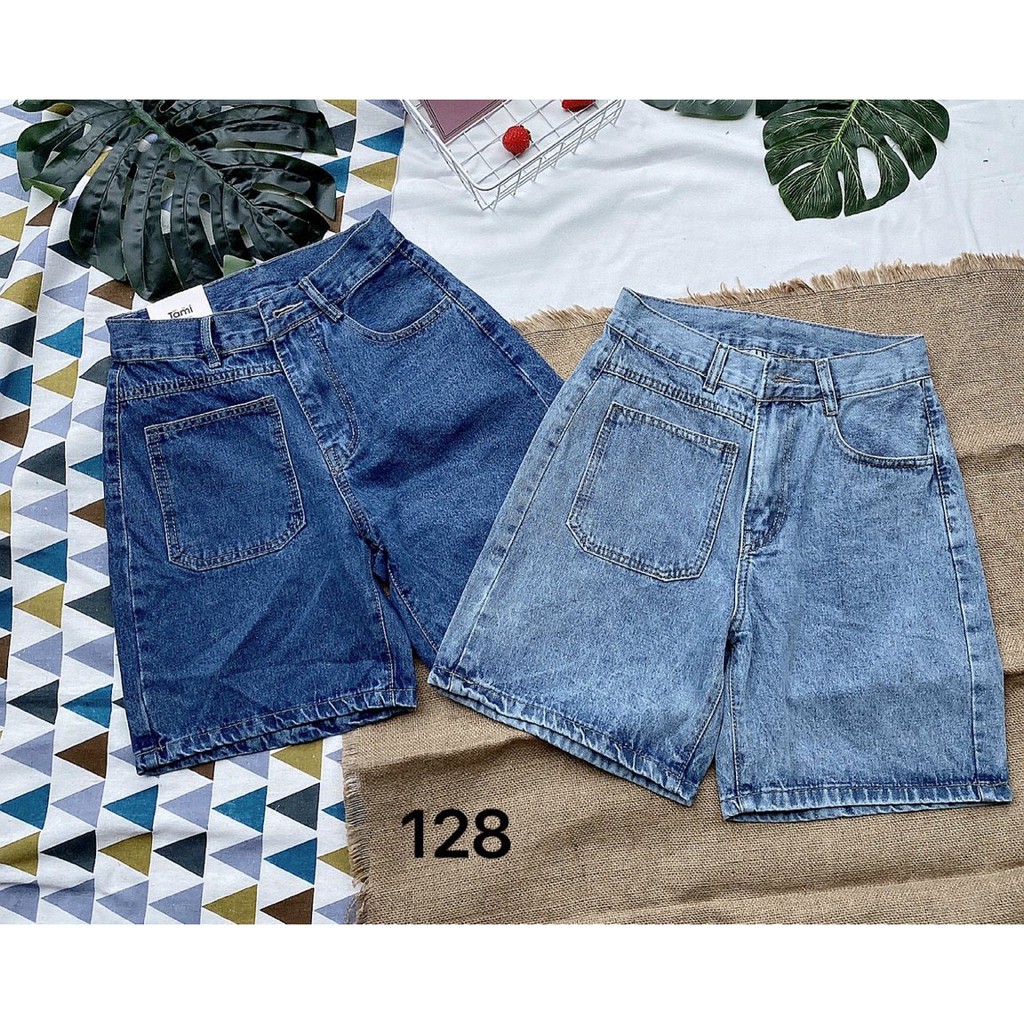 [Mã 151FASHIONSALE1 giảm 10K đơn 50K] Quần Short Jean Ngố Nữ Ống Rộng TÚI LỆCH Chất Bò Phong Cách Ulzzang Hàn Quốc