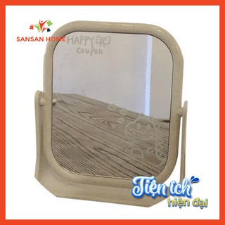 Gương trang điểm để bàn lúa mạch Hàn Quốc, gương để bàn lúa mạch xoay 360 độ
