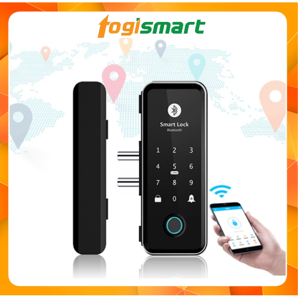 Khóa vân tay cửa kính: quản lý qua App, vân tay, mật khẩu, thẻ từ, Wifi (tùy chọn)