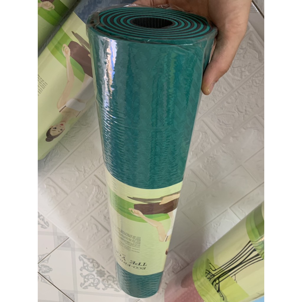 FreeShip - Thảm tập Yoga 2 lớp TPE dày 6mm x 183cm x 61cm, thảm tập Gym chống trơn trượt và không thấm mồ hôi