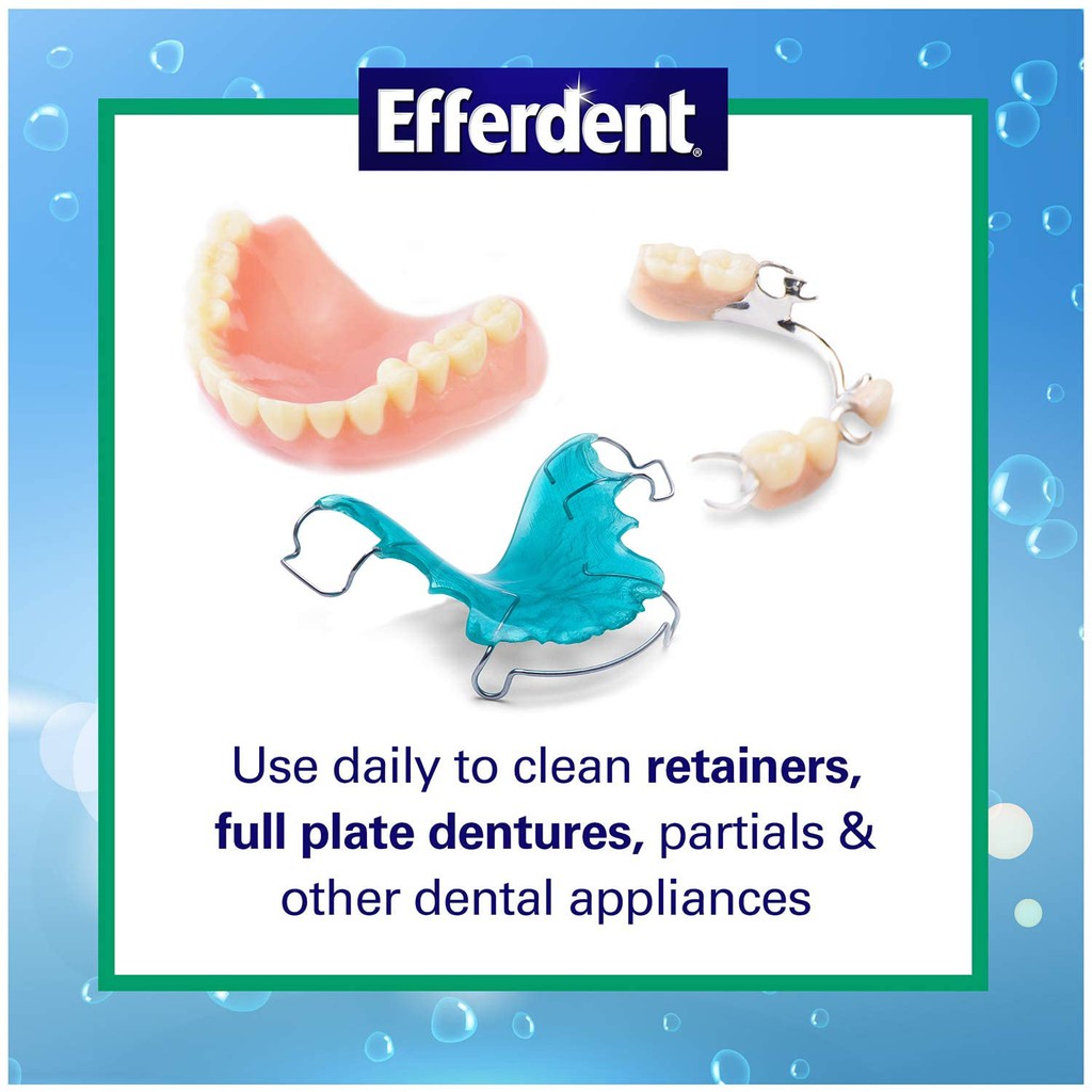 6 viên sủi ngâm răng hàm giả Efferdent, vệ sinh hàm giả, khay chỉnh nha, khí cụ duy trì  [dvcareshop]