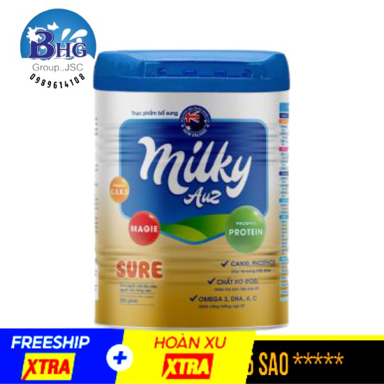 Sữa bột Milky AuZ Sure 850g dinh dưỡng dành cho người phục hồi thể trạng, tăng cân