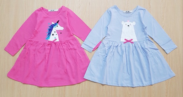Váy thu đông dài tay H&M size 2-6t cho bé gái