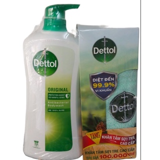 Sữa Tắm Dettol Kháng khuẩn , Dưỡng Ẩm Da 950g +Tặng khăn tắm sợi tre cao cấp