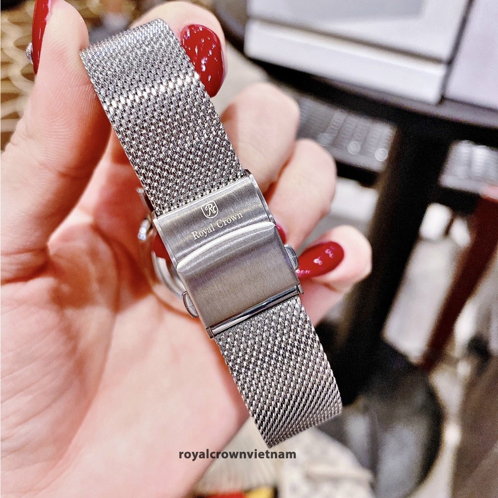 Đồng Hồ Nữ Chính Hãng Royal Crown 2611 Dây Thép Mềm Mại Ôm Tay