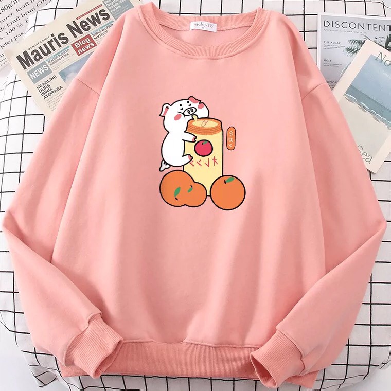 Áo Nỉ Lợn nước ngọt  , Áo hoodie From rộng, tay phồng, Chất nỉ mềm, không xù, ấm áp, Sét bộ mặc cho nam và nữ - MODY