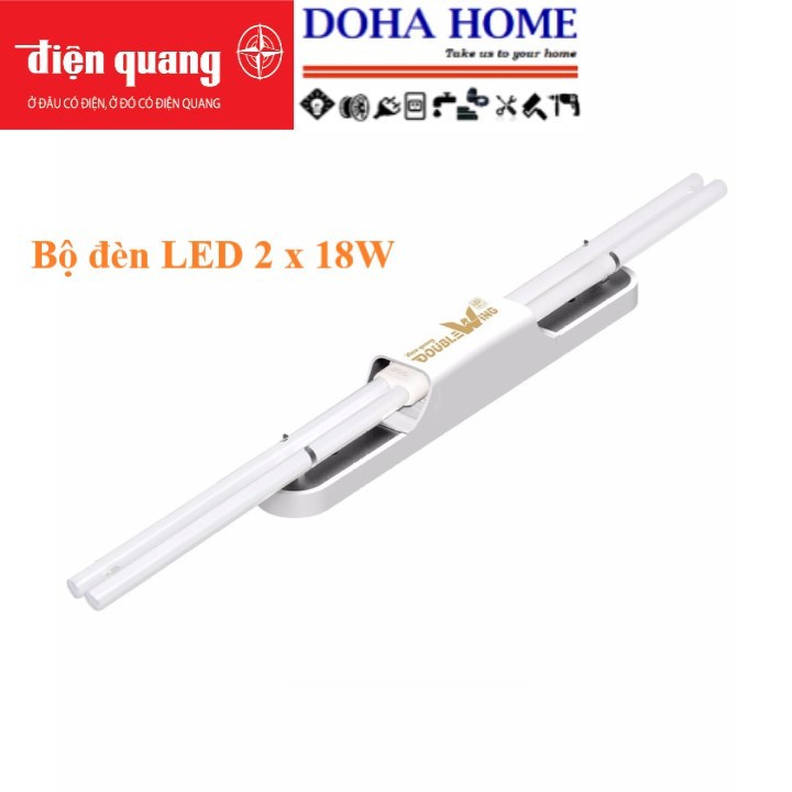 Bộ đèn Led Double Wing thuỷ tinh Điện Quang 18Wx2