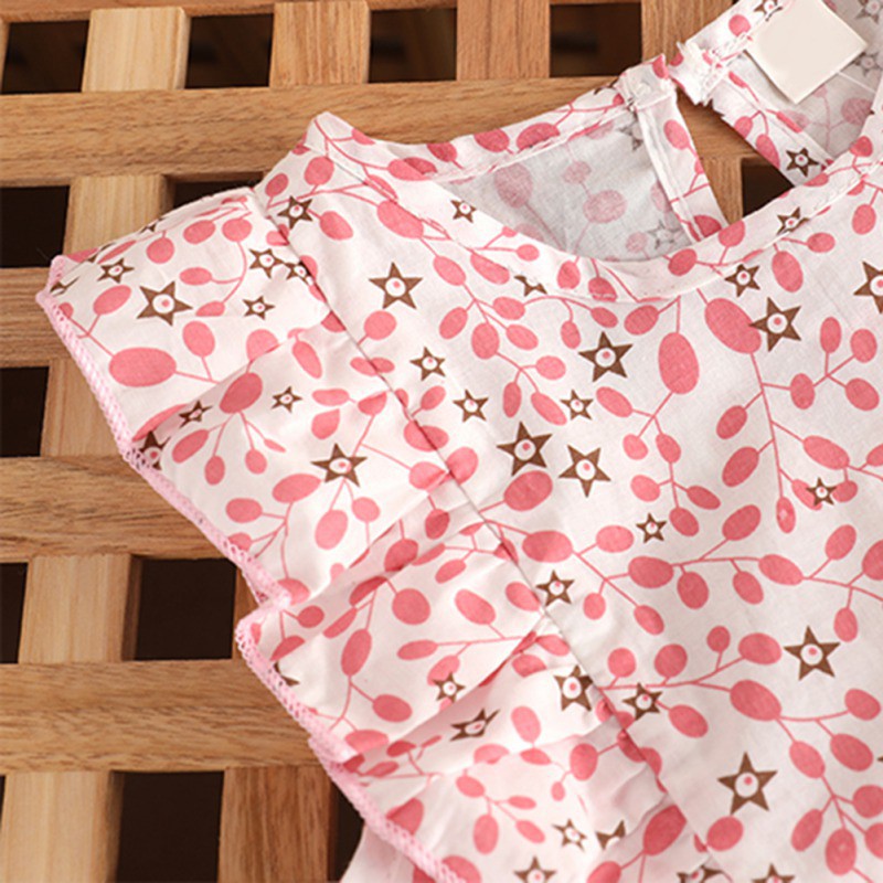 Đầm Hoa Tay Ngắn Xinh Xắn Dành Cho Bé Gái