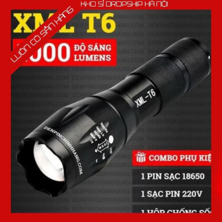 Đèn pin siêu sáng bóng led xml t6 police bin mini cầm tay chống nước tự vệ chuyên dụng -KSHN