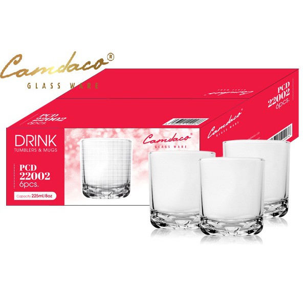 FREESHIP TOÀN QUỐC 50K - Bộ 6 Ly Thủy Tinh Bầu Lùn Góc Uống Trà Đá 225ML -CAMDACO