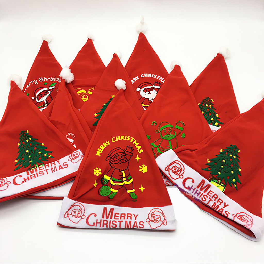 Mũ ông già Noel, mũ Noel hóa trang giáng sinh, chất liệu nỉ không phai màu.
